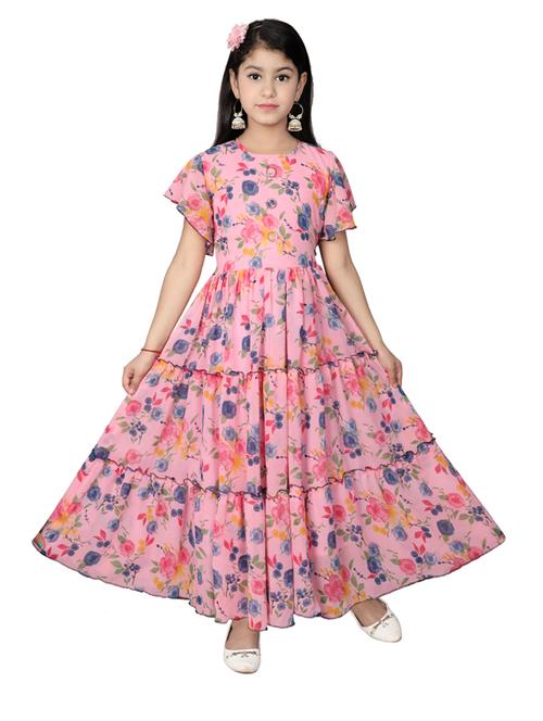 round neck printed georgette frock - 19980167 - Very Small Image - 1