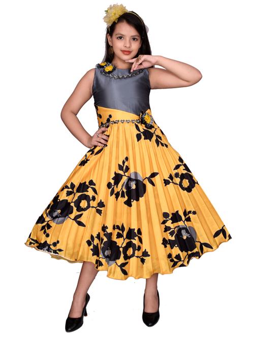 round neck printed silk blend frock - 19980176 - Very Small Image - 1