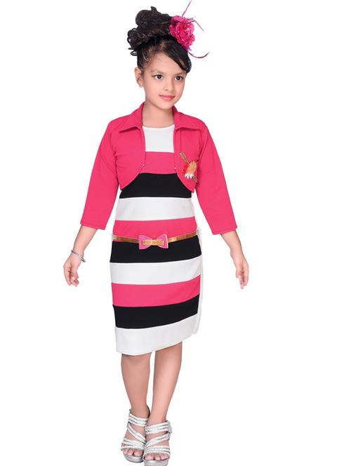 round neck striped frock - 19980211 - Very Small Image - 1