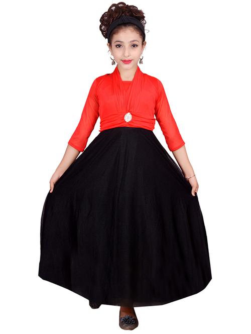 red solid net frock - 19980221 - Very Small Image - 1