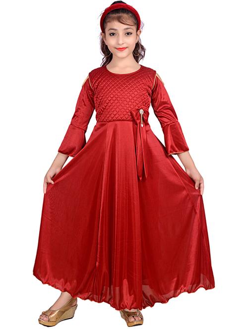 round neck solid lycra frock - 19980243 - Very Small Image - 1