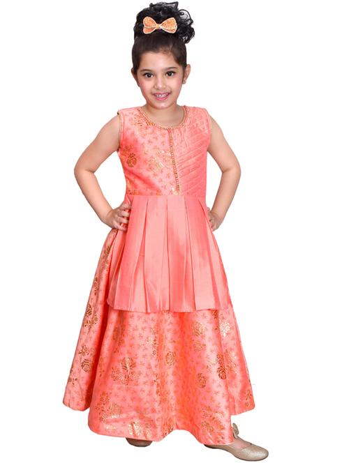 orange embellished silk frock - 19980257 - Very Small Image - 1