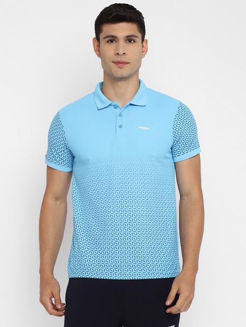 blue printed short sleeve polo t-shirt - 19981502 - Very Small Image - 1
