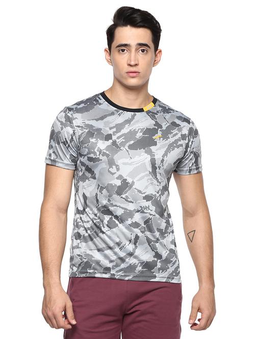 grey printed short sleeve round neck t-shirt - 19981540 - Very Small Image - 1