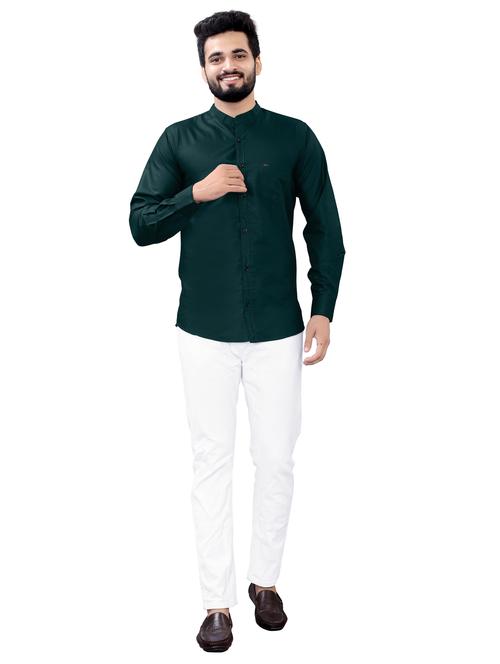 green cotton casual shirt - 19981609 - Very Small Image - 1