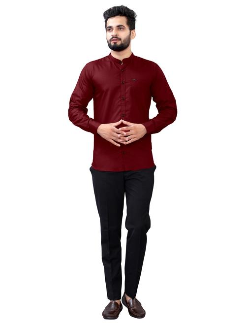 maroon cotton casual shirt - 19981611 - Very Small Image - 1