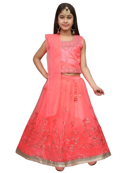 round neck embellished net lehenga choli - 19981805 - Very Small Image - 1