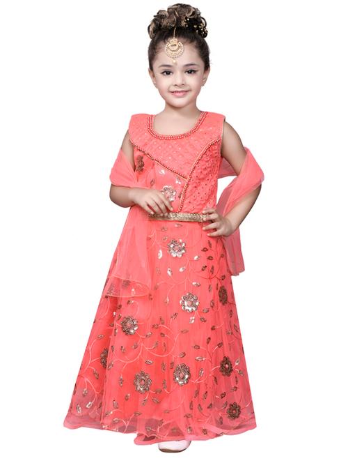 round neck printed net lehenga choli - 19981821 - Very Small Image - 1