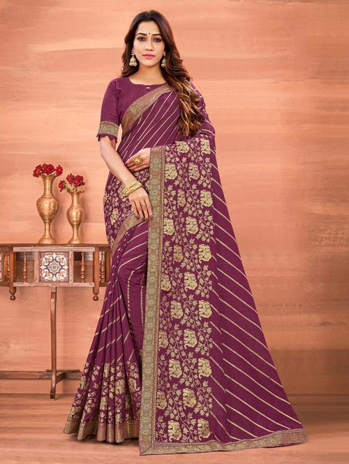purple printed saree - 19982067 - Very Small Image - 1
