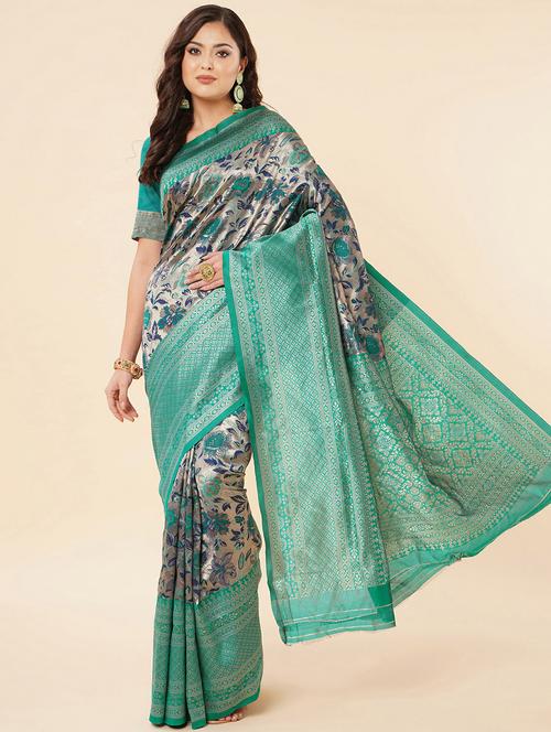 blue art silk banarasi saree - 19982110 - Very Small Image - 1