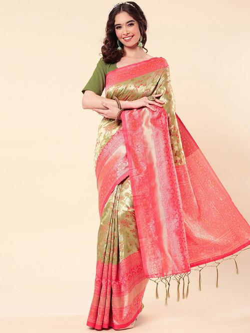light green art silk banarasi saree - 19982120 - Very Small Image - 1