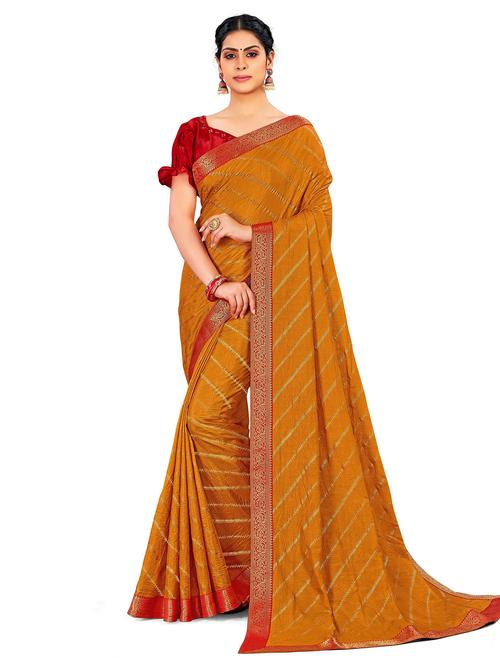mustard silk banarasi saree - 19982224 - Very Small Image - 1