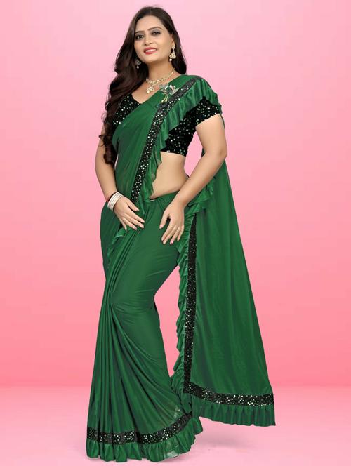 green self design bordered saree with blouse - 19982463 - Very Small Image - 1