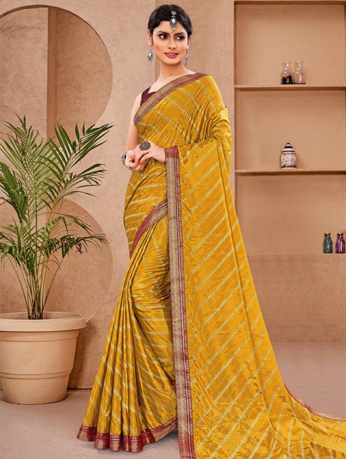 yellow printed saree with blouse - 19982466 - Very Small Image - 1