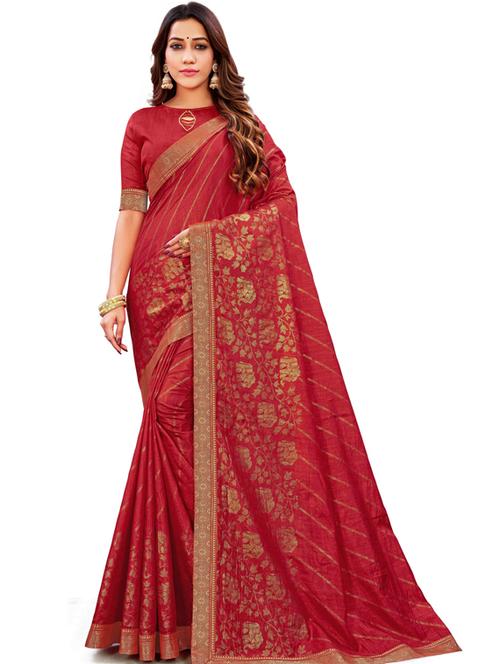 red printed saree with blouse - 19982484 - Very Small Image - 1
