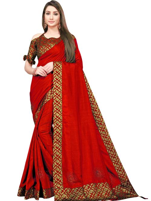 solid bordered saree with blouse - 19982620 - Very Small Image - 1