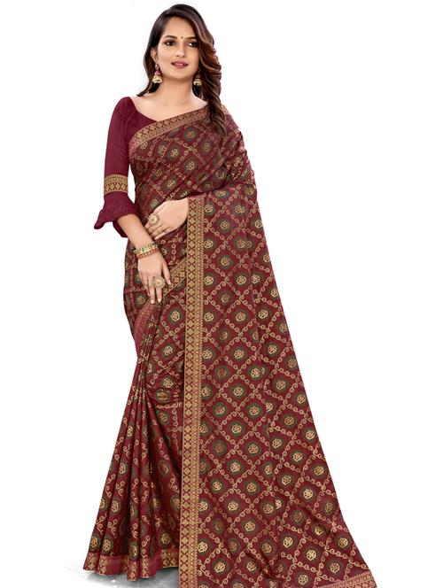 self design banarasi saree with blouse - 19982626 - Very Small Image - 1