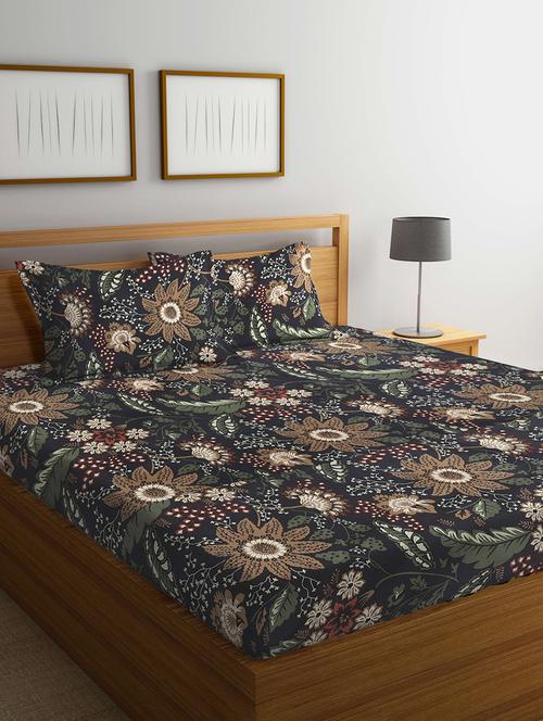 fabinaliv multicolor floral 300 tc cotton blend super king size double bedsheet with 2 pillow covers - 19982709 - Very Small Image - 1