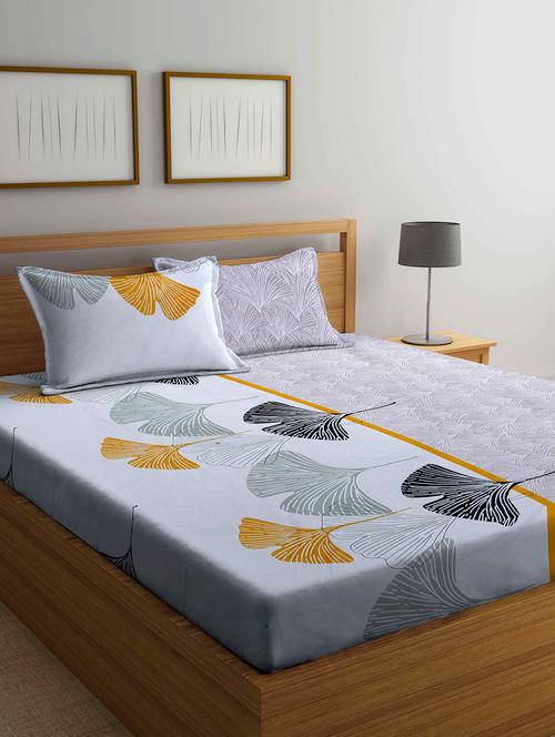 fabinaliv multicolor floral 300 tc cotton blend super king size double bedsheet with 2 pillow covers - 19982711 - Very Small Image - 1