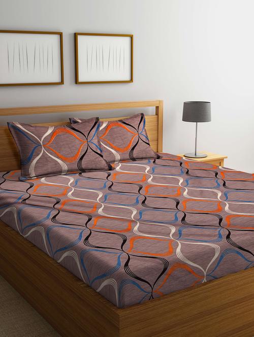 fabinaliv multicolor motifs 300 tc cotton blend super king size double bedsheet with 2 pillow covers - 19982718 - Very Small Image - 1