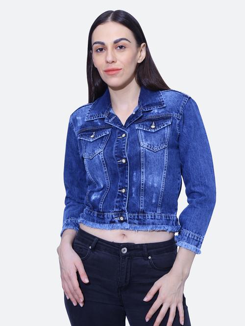 light blue spread collar denim jacket - 19982772 - Very Small Image - 1