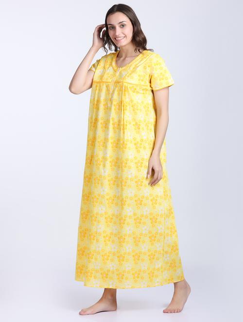 v-neck printed nighty - 19982819 - Very Small Image - 1