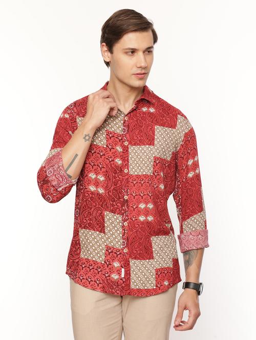 mens paisley casual shirt - 19982871 - Very Small Image - 1