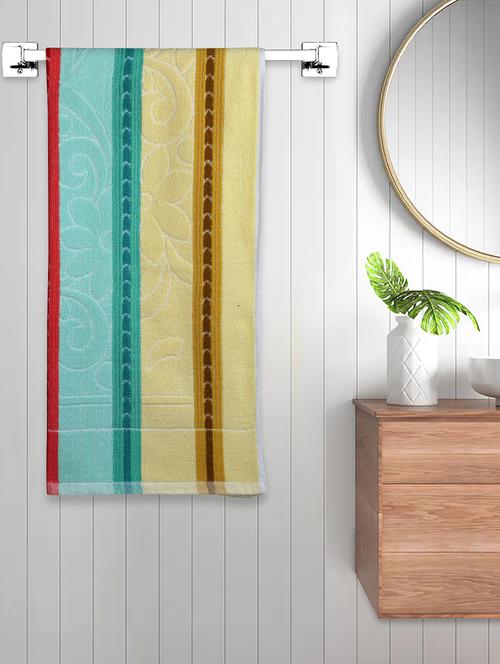 fabinaliv unisex multicolor striped 300 gsm cotton bath towel (140x70 cm) - 19982935 - Very Small Image - 1