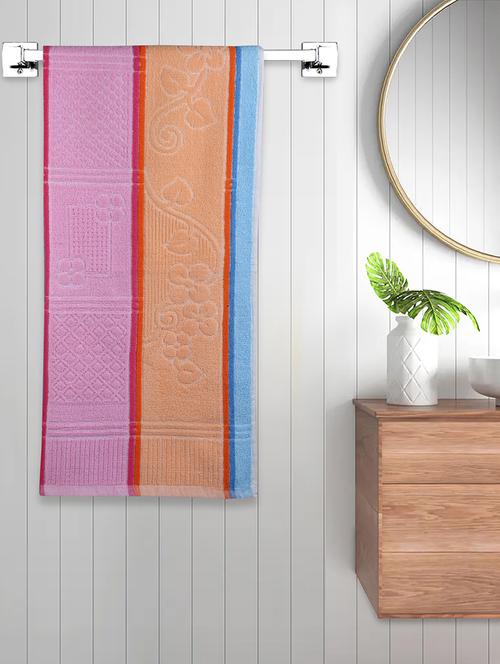 fabinaliv unisex multicolor striped 300 gsm cotton bath towel (140x70 cm) - 19982937 - Very Small Image - 1