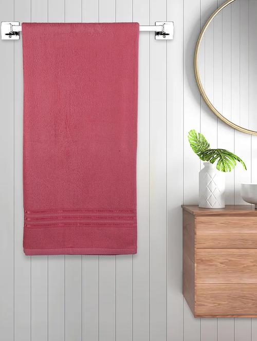 fabinaliv unisex pink solid 300 gsm cotton bath towel (145x70 cm) - 19982952 - Very Small Image - 1