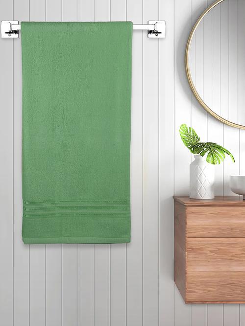 fabinaliv unisex green solid 300 gsm cotton bath towel (145x70 cm) - 19982953 - Very Small Image - 1