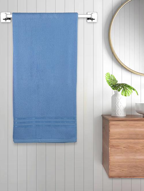 fabinaliv unisex blue solid 300 gsm cotton bath towel (145x70 cm) - 19982954 - Very Small Image - 1