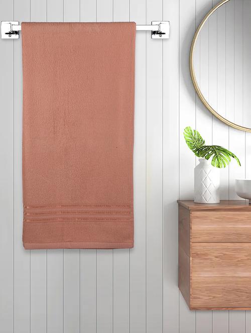 fabinaliv unisex peach solid 300 gsm cotton bath towel (145x70 cm) - 19982955 - Very Small Image - 1