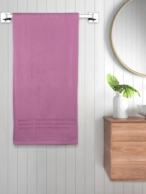 fabinaliv unisex pink solid 300 gsm cotton bath towel (145x70 cm) - 19982957 - Very Small Image - 1
