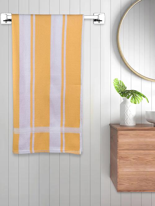 fabinaliv unisex yellow striped 300 gsm cotton bath towel (140x70 cm) - 19982962 - Very Small Image - 1