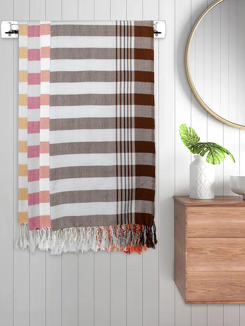 fabinaliv unisex set of 4 multicolor striped 225 gsm cotton bath towels (150x75 cm) - 19983024 - Very Small Image - 1
