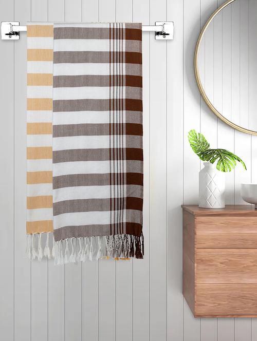 fabinaliv unisex set of 2 multicolor striped 225 gsm cotton bath towels (150x75 cm) - 19983027 - Very Small Image - 1