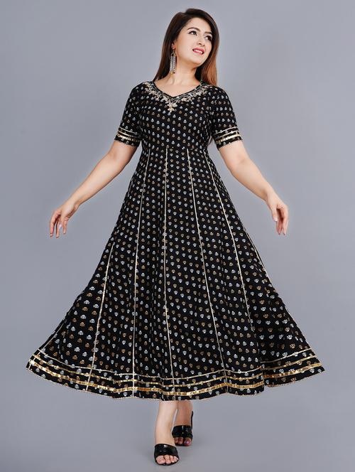 v neck printed anarkali kurta - 19983231 - Very Small Image - 1
