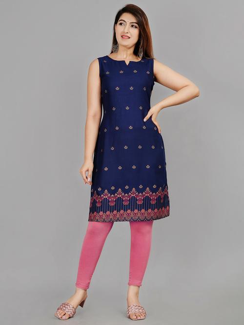 notch neck printed straight kurta - 19983268 - Very Small Image - 1