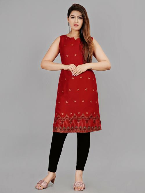 notch neck printed straight kurta - 19983270 - Very Small Image - 1