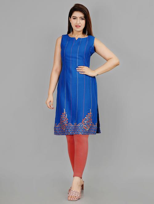 notch neck printed straight kurta - 19983271 - Very Small Image - 1