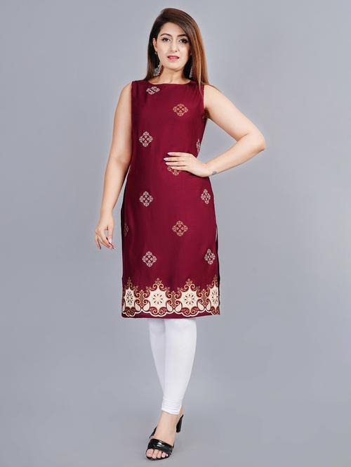 boat neck printed straight kurta - 19983275 - Very Small Image - 1
