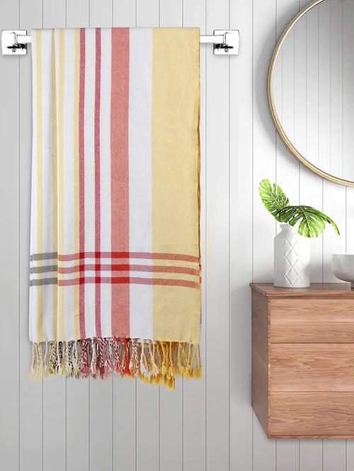 fabinaliv unisex set of 2 multicolor striped 225 gsm cotton bath towels (150x75 cm) - 19983344 - Very Small Image - 1
