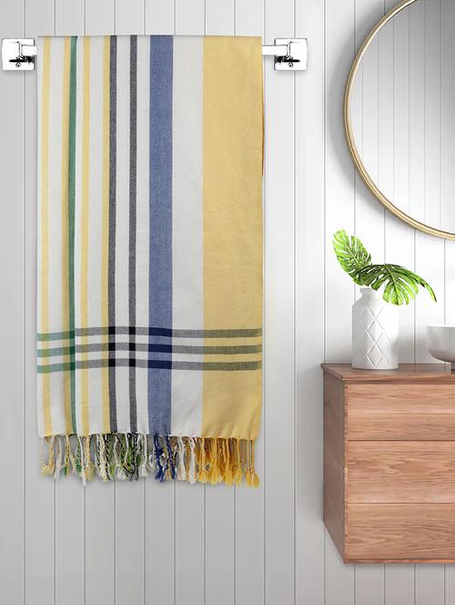fabinaliv unisex set of 2 multicolor striped 225 gsm cotton bath towels (150x75 cm) - 19983345 - Very Small Image - 1
