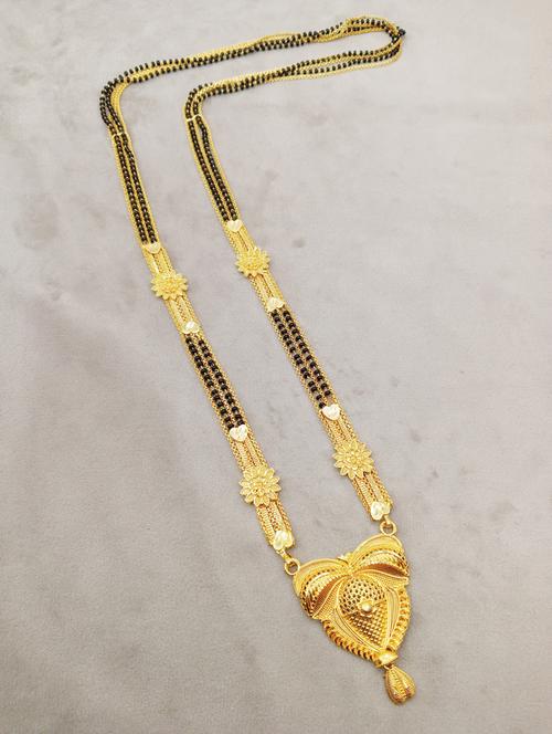 gold plated black bead metal mangalsutra - 19983848 - Very Small Image - 1