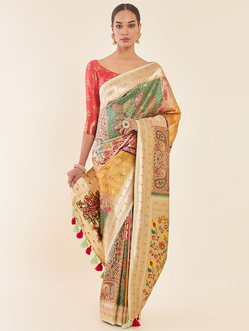 women's paisley multi colored saree - 19984226 - Very Small Image - 1