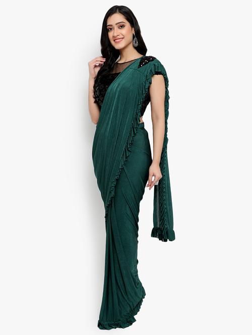 solid pre-draped saree with blouse - 19984475 - Very Small Image - 1