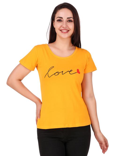 yellow cotton blend regular tshirt - 19985756 - Very Small Image - 1