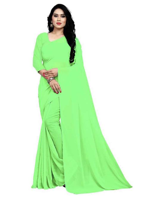 light green plain solid saree with blouse - 19986302 - Very Small Image - 1