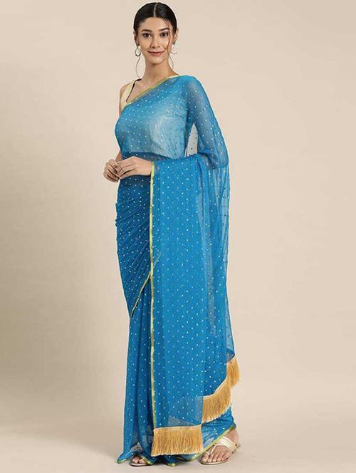 light blue embellished saree with blouse - 19986425 - Very Small Image - 1